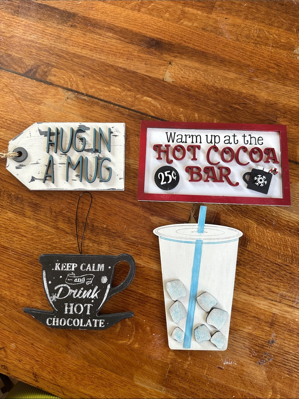 Hug In A Mug & Hot Cocoa Bar Decorative Wall Signs - White, Red, Black, Blue